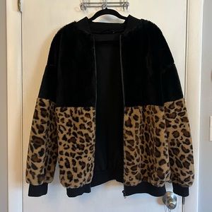 Cheetah Print Faux Fur Jacket